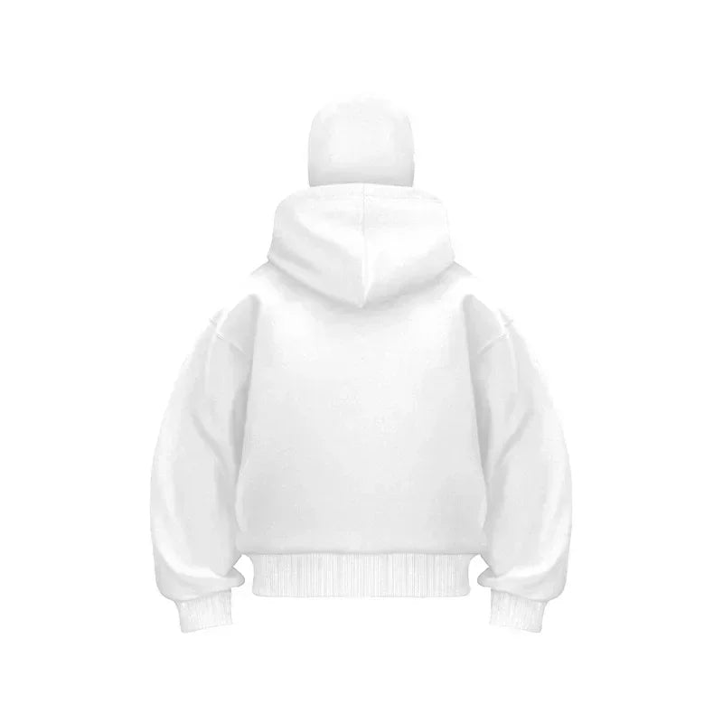 Men and women Balaclava Y2K Gothic Harajuku winter new item double hooded sweatshirt men's hooded mask zipper sportswear