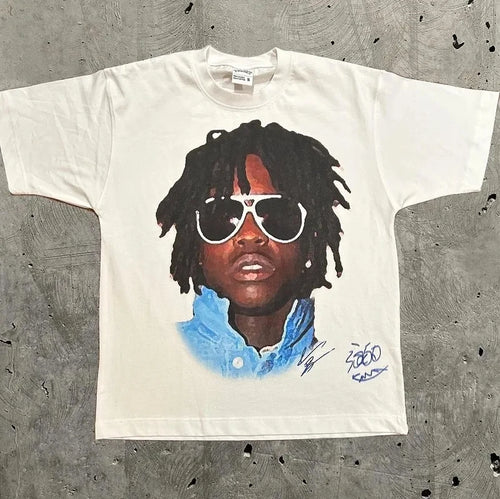 American Trendy Hip Hop Street Style T-Shirt Unisex Celebrity Portrait Print Tee Kanye Photo Top Plus Size Clothing Adult/Kids